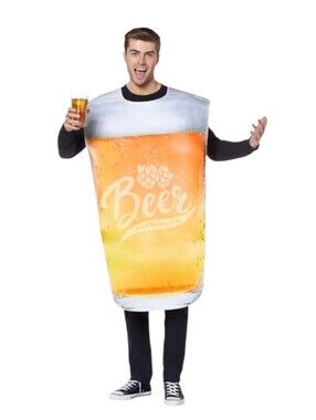 Oktoberfest Adult Pint Glass Beer Cosume | Fun Beer Pint Costume, Amber Yellow